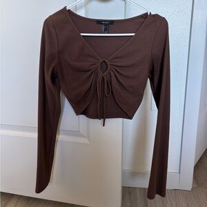Forever 21 Chocolate Brown Ruched Crop Top